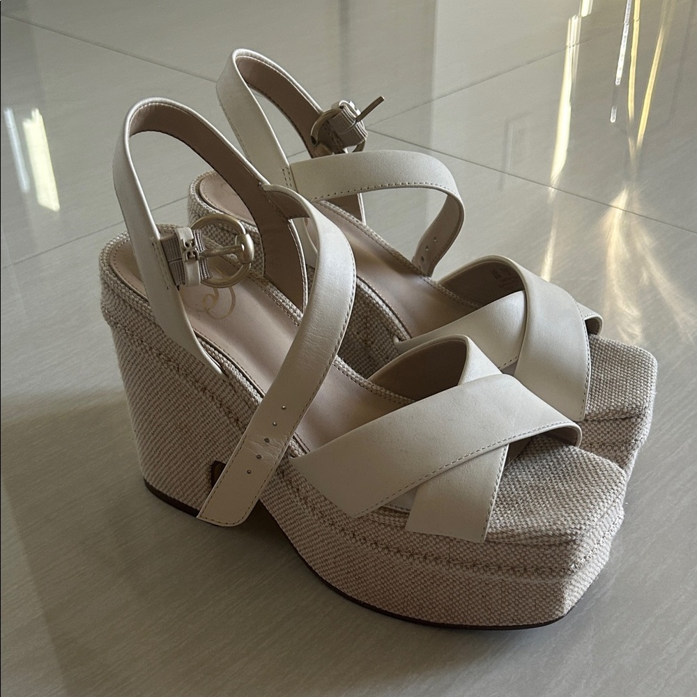 Sam Edelman Cream Wedge Sandals